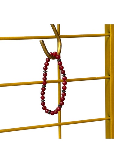 Kırmızı Sanat Evi Mini Akik Bordo Sıralı Doğal Taş Bileklik
