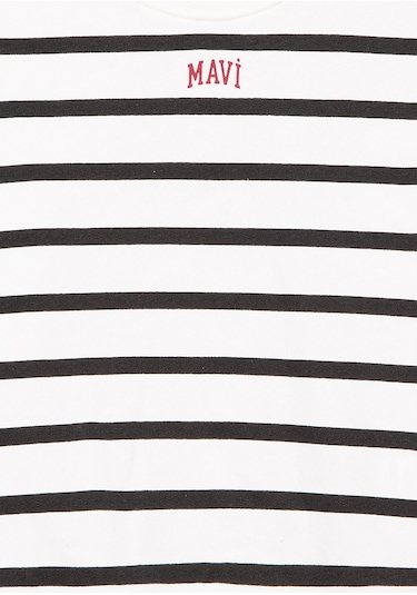 Mavi - Mavi Logo Baskılı Siyah Çizgili Sweatshirt 7s10038-900 Siyah