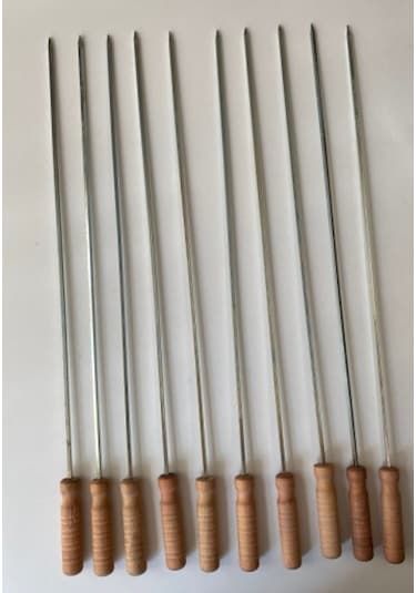 Mobilreyon 10 Adet Ahşap Saplı Kare Şiş 55cm, Ciğer Kuşbaşı Tavuk