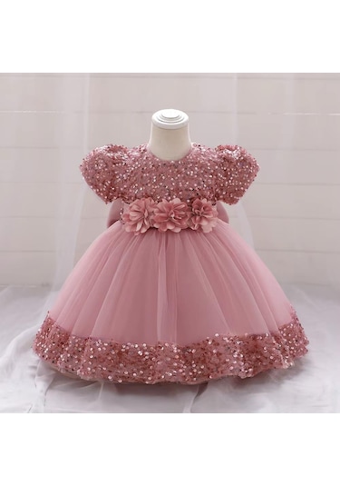 Dharma Çiçek Model Çocuk Abiye - Gösteri Elbisesi - Doğum Günü Kıyafeti Balo Elbise Mezuniyet Elbise A.Yeşil