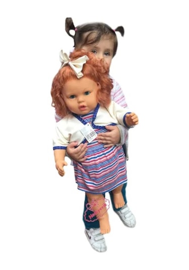 Mira Büyük Boy Türkçe Konuşan Et Bebek Elbiseli 60 Cm Videolu Beyaz-Saçlı Etbebek