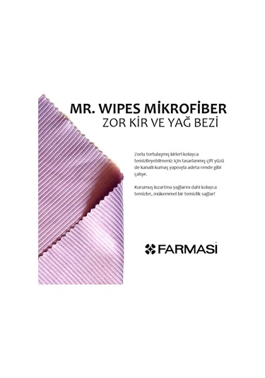 Mr. Wipes Antibakteriyel Mikrofiber Zor Kir ve Yağ Temizleme Bezi Mor 40 x 40 CM