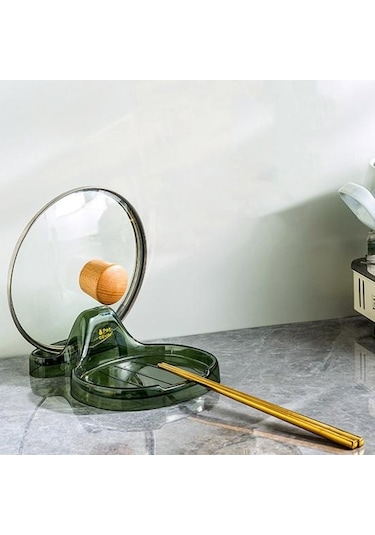 Haki Kapaklı Alet Düzenleyici Tutucu Çok Fonksiyonlu Pişirme 2 Adet Pot Kaymaz Tencere Kapağı Depolama Rafı Haki