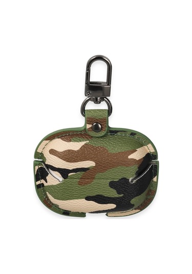 Airpods 3 3.nesil Çanta Kamuflaj Deri Kılıf - Yeşil Asorti