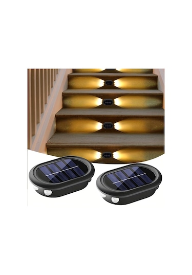 Xuweiwei 6 Led Solar Dış Duvar Lambası 2li Paket Sıcak Beyaz Işık Bahçe Aydınlatma Sıcak Işık