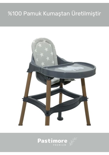 Premium Rahat Taşınabilir %100 Pamuk Füme Lüx Mama Sandalyesi Minderi