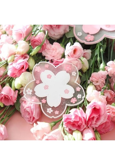 Pembe Pvc Çiçek Yalıtım Fincan Şekli Kaymaz Isı Kahve Paspasları Çay Altlığı S Pembe