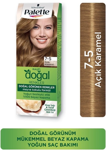 Palette Kalıcı Doğal Renkler Saç Boyası 7 - 5 Açık Karamel X 3 Ade