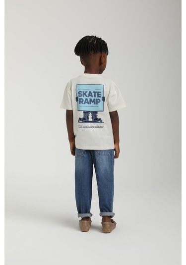 Escabel Erkek Bebek Sırt Baskılı Tshirt KREM