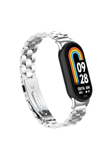 Kilifone - Xiaomi Mi Band 8 Uyumlu - Kordon Metal Kordon - Krd-04 - Siyah