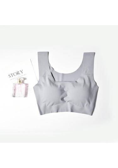 Gri Kadın Straplez Yoga Nefes Uyku Sutyen Hiçbir Çelik Askı Şekillendirme Traceless Yelek Tarzı Spor Sutyeni Gri