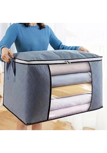 Honeybeeshop Pembe Yatak Çarşaf Giysi Büyük Depolama Çantası Organizer Sağlam Fermuarlı 2 Adet Pembe