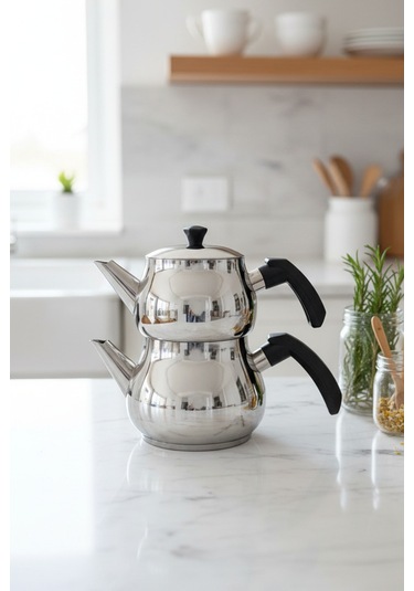 Yunusoğlu Home Antonio Midi Boy Siyah Çaydanlık Takımı Gri