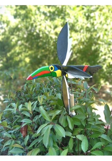 Toucan El Yapımı Ahşap Rüzgar Gülü Dış Mekan Dekoru