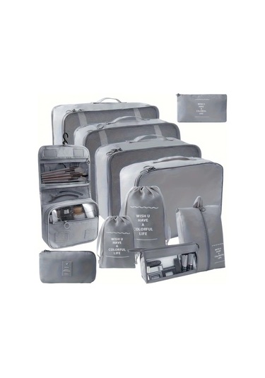 Fochsia Makyaj Çantası Sekiz Parça Set Parlak Mavi 8 Parça Seyahat Saklama Organizer Ahşap