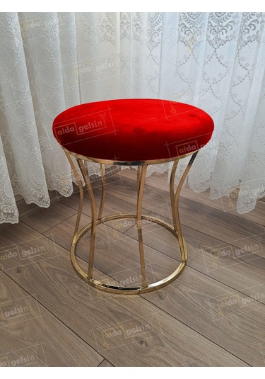 Kum Saati Düz Makyaj Pufu Gold Kırmızı