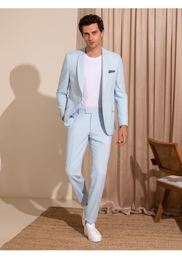 Cacharel Açık Mavi Slim Fit Smokin Damatlık Denım