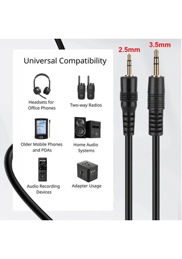 3,5 Mm Stereo Erkek To 2.5 Mm Stereo Erkek Audio Ses Kablosu 1.5m