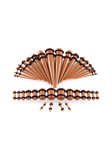 Sones 36 Adet Unisex Akrilik Kulak Genişletme Kulak Genişletici 14g-00g Aksesuar Seti Çikolata Çok Renkli
