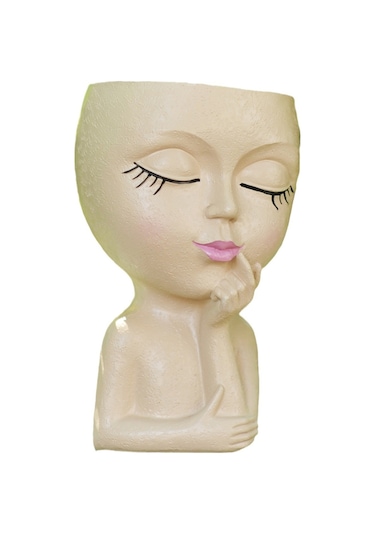 Sevimli Baş Saksı/yüz Saksı, İç Mekan Bitkileri İçin, Kız Yüz Saksı Sevimli Bayan Baş Saksı, Haki