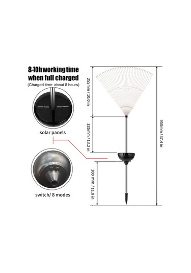 Ebitda Güneş Enerjili Led Park Işıkları - Yuvarlak 2 Modlu Beyaz Işık - Dış Mekan Manzara Noktaları Işıkları