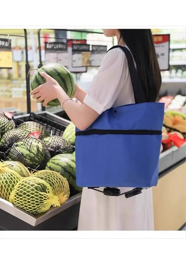 Bestshop1 Katlanabilir Tekerlekli Alışveriş Çantası 438171454