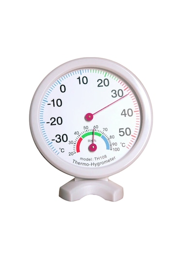 Th108 Mini Yuvarlak Saat Şeklinde Kapalı Dış Mekan Higrometre Nem Termometresi Sıcaklık Ölçer, Rastgele Renk Teslimatı