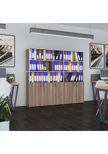 Kenzlife Klasör Dolabı Kilitli Gökbörü Crd 175 200 30 Klasörlük Kitaplık Ofis Arkalıksız Çok Renkli