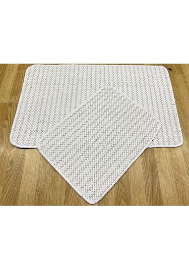 2 Li Banyo Paspası Bukle Beyaz 50x80 40x50 Beyaz