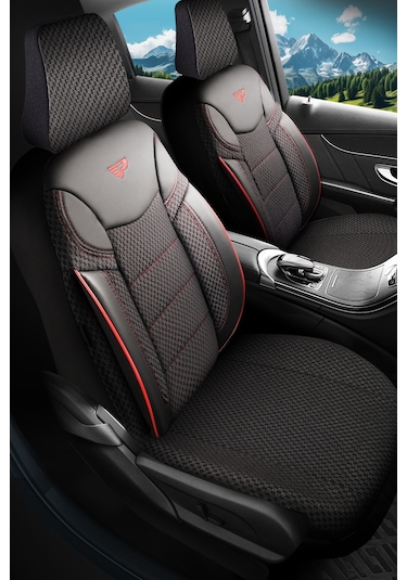 Panda Dragon Serisi Dokuma Kumaş Oto Koltuk Kılıfı - Tam Set