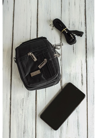 Çok Gözlü Küçük Boy El Ve Omuz Askılı Siyah Su Geçirmez Çanta 3450 Siyah