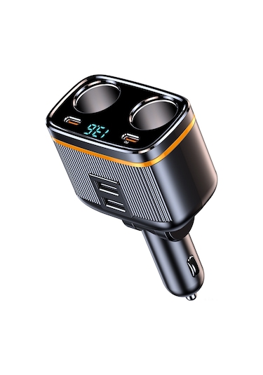 Kangvka Siyah Araç Şarj Aleti 12-24v, Pd45w Hızlı Şarj, İki Usb-c Ve İki Usb Portu, Led Voltaj Göstergesi, Çoklu Güvenlik Koruması