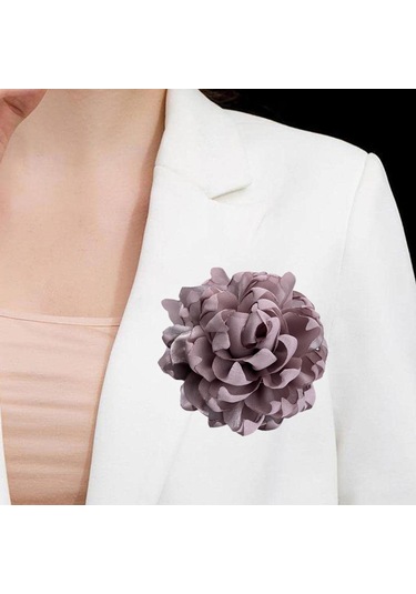 Homyl Kadınlar Için Çiçek Broş Rozeti Büyük Dans Ziyafeti Açık Mor
