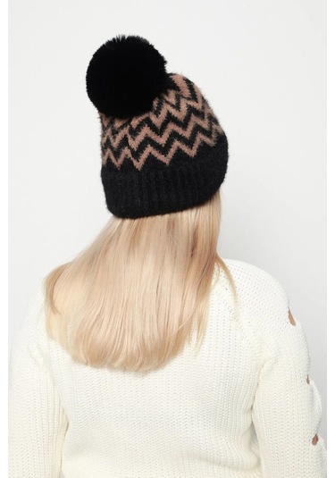 Zigzag Desenli Kadın Bere Rkş-19 Siyah Kahverengi Kahverengi