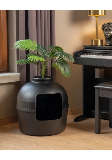 Reyo Dekorapet Dekoratif Kedi Tuvaleti Siyah