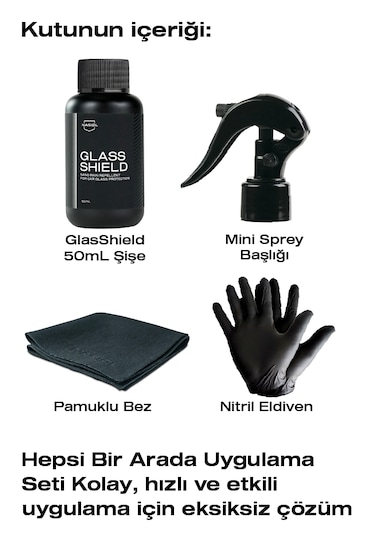 Nasiol Glasshield Nano Yağmur Kaydırıcı Cam Yüzey Seramik Kaplama 2 Yıl Dayanım Su İtici Spreyi 50 ML