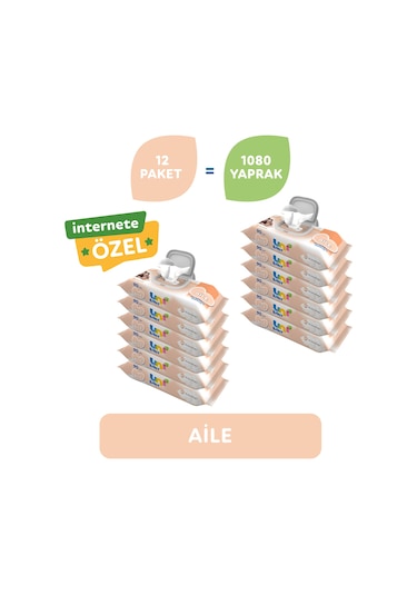Uni Baby Aile Islak Mendil 12 x 90'lı 1080 Yaprak