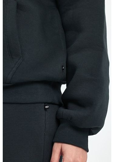 Odda Kadın Kapüşonlu Şardonlu Sweatshirt Antrasit