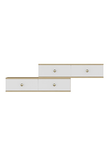 Tda2401dbg - Zuzu Double Duvara Montaj Tv Stand Safirmeşe-beyaz-gold 240cm Safirmeşe-beyaz