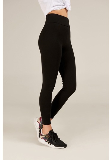 Kadın Siyah Yüksek Bel Korsajlı Spor Tayt SiYAH