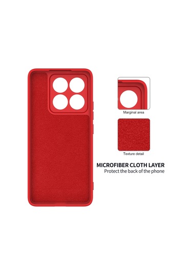 Xiaomi 14t İçin Düz Renk Sıvı Silikon Damlamaz Tam Kapsama Telefon Kılıfı Kırmızı