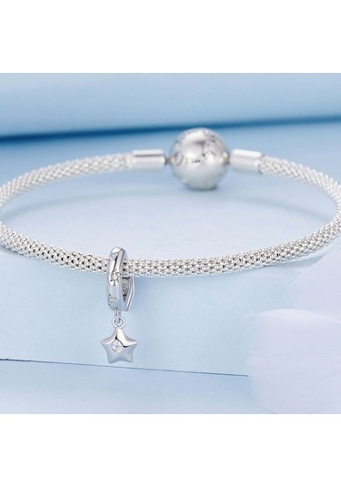 Fastbuy Gümüş Kaplama Platin Pentagram Spacer Boncuk, Renkli Uydurma Boncuklar Çok Renkli