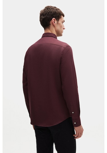 Ds Damat Slim Fit Mürdüm Oxford Düğmeli Yaka Kolay Ütülenebilir Nakış Detaylı Pamuklu Gömlek 4hc02ort03265 Mrd