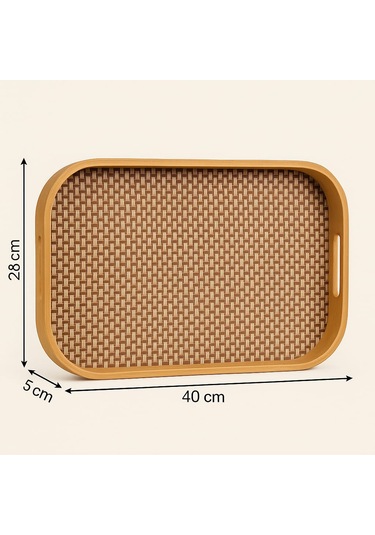Dekorasyaa Bambu Dikdörtgen Tepsi 40cm X 28cm X 5cm Bambu
