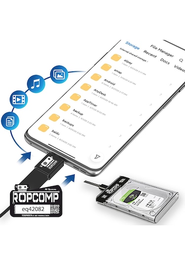 Ropcomp 2.5" Sata Hdd Kutusu Telefon Yedekleme Type C Otg Usb