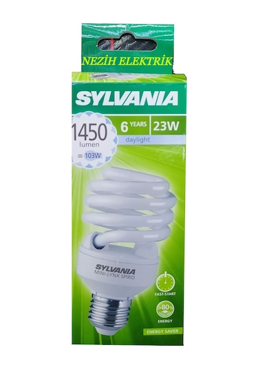 Sylvanıa 23 Watt Beyaz Işık Spiralli Tasarruflu Ampul