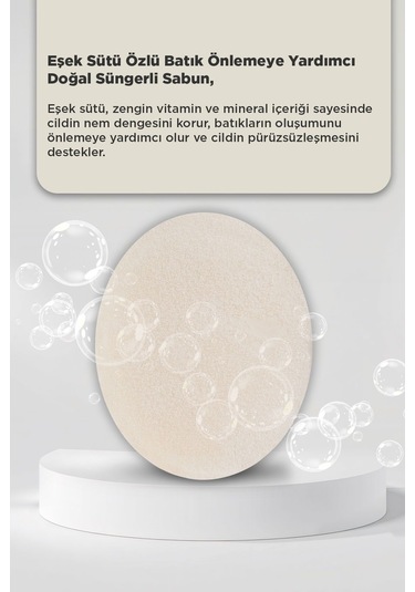 Eşek Sütü Özlü Batık Ve Çilek Bacak Onarımına Yardımcı Doğal Süngerli Sabun 130gr Eşek Sütü