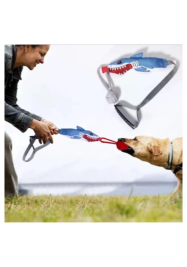 Hesperus Köpek İçin Sesli Halat Çekiş Stres Oyuncağı Köpek Balığı Şeklinde