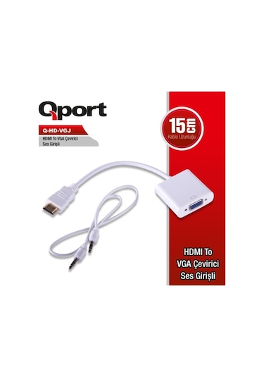 Qport Q-Hd-Vgj Hdmi To Vga Çevirici + Ses  Girişli