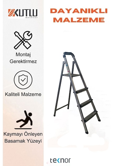 Kutlu Dayanıklı 3+1 Metal Basamaklı Merdiven